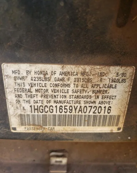 1HGCG1659YA072016